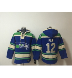 Men Seattle Seahawks  12 Fan Royal Ageless Must Have Lace Up Pullover Hoodie