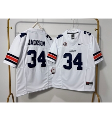 Men Auburn Tigers 34 Bo Jackson White F U S E Stitched Jersey