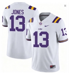 Men #13 Dilin Jones LSU Tigers College Football Jersey White