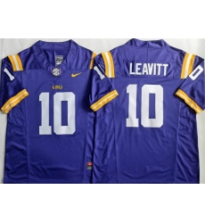 Men LSU Tigers  10 Sam Leavitt Purple 2026 F U S E  Stitched Jersey