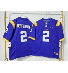Men LSU Tigers 2 Justin Jefferson Purple F U S E Stitched Jersey Men LSU Tigers 2 Justin Jefferson Purple F U S E Stitched Jersey