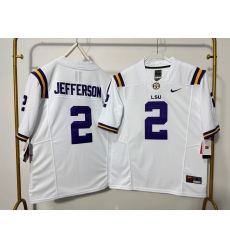 Men LSU Tigers 2 Justin Jefferson White F U S E Stitched Jersey