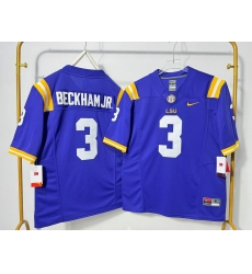 Men LSU Tigers 3 Odell Beckham Jr. Purple F U S E Stitched Jersey