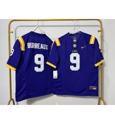 Men LSU Tigers 9 Joe Burrow Purple F U S E Stitched Jersey