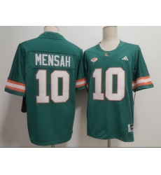 Men Miami Hurricanes  10 Darian Mensah Aqua Stitched Football Jersey