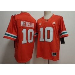 Men Miami Hurricanes  10 Darian Mensah Orange Stitched Football Jersey