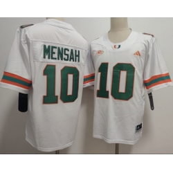 Men Miami Hurricanes  10 Darian Mensah White Stitched Football Jersey