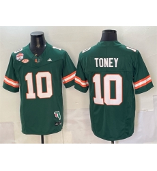 Men Miami Hurricanes 10 Malachi Toney Green F U S E  Fiesta Bowl Champions  26 Florida Patch Stitched Football Jersey