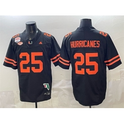 Men Miami Hurricanes  25 Hurricanes Black F U S E  Fiesta Bowl Champions   Florida Patch Stitched Football Jersey