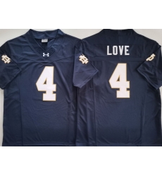 Men Notre Dame Fighting Irish #4 Love Navy Stitched NCAA Jersey II