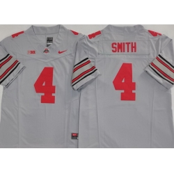 Men Ohio State Buckeyes #4 Jeremiah Smith Gray Stitched NCAA Jersey