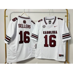 Men South Carolina Gamecocks 16 LaNorris Sellers White F U S E NIKE Edition Stitched Jersey