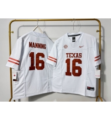 Men Texas Longhorns 16 Arch Manning White F U S E Stitched Jersey Men Texas Longhorns 16 Arch Manning White F U S E Stitched Jersey