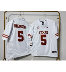 Men Texas Longhorns 5 Bijan Robinson White F U S E Stitched Jersey