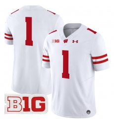 Men Youth Wisconsin Badgers 1 Team White 2024 Vapor Limited Jersey All Stitched