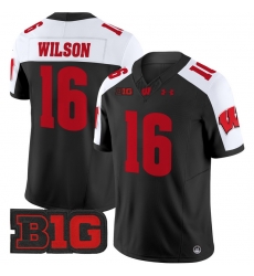 Men Youth Wisconsin Badgers 16 Russell Wilson Black Alternate 2024 Vapor Limited Jersey All Stitched