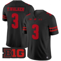 Men Youth Wisconsin Badgers 3 Tawee Walker Black 2024 Vapor Limited Jersey All Stitched
