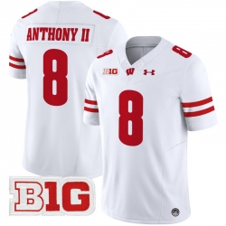 Men Youth Wisconsin Badgers 8 Vinny Anthony II White 2024 Vapor Limited Jersey All Stitched