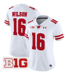 Women Wisconsin Badgers 16 Russell Wilson White 2024 Vapor Limited Jersey All Stitched Women Wisconsin Badgers 16 Russell Wilson White 2024 Vapor Limited Jersey All Stitched