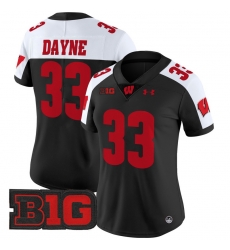 Women Wisconsin Badgers 33 Ron Dayne Black Alternate 2024 Vapor Limited Jersey All Stitched