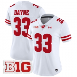 Women Wisconsin Badgers 33 Ron Dayne White 2024 Vapor Limited Jersey All Stitched