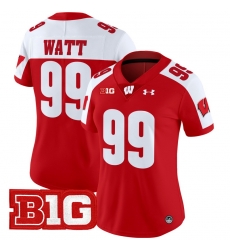 Women Wisconsin Badgers 99 J J Watt Red Alternate 2024 Vapor Limited Jersey All Stitched