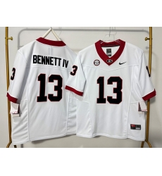 Men Georgia Bulldogs 13 Stetson Bennett IV White F U S E Stitched Jersey