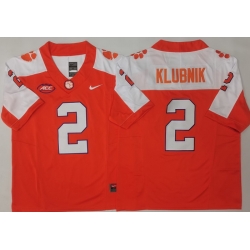 Men Clemson Tigers Orange White #2 Cade Klubnik Stitched F U S E NCAA Jersey