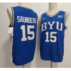 Men Duke Blue Devils 15 Richie Saunders Blue Stitched Basketball Jersey
