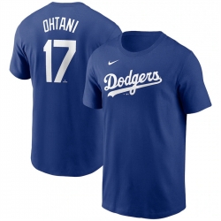 Men Los Angeles Dodgers 17 Shohei Ohtani Blue 2024 Fuse Name Number T Shirt