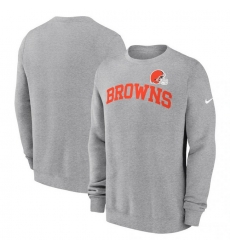 Men Nike Heather Gray Cleveland Browns Club Pullover Sweatshirt Men Nike Heather Gray Cleveland Browns Club Pullover Sweatshirt