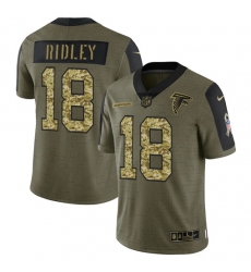 Men Atlanta Falcons 18 Calvin Ridley 2021 Salute To Service Olive Camo Limited Stitched Jersey Men Atlanta Falcons 18 Calvin Ridley 2021 Salute To Service Olive Camo Limited Stitched Jersey