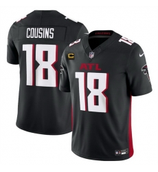 Men Atlanta Falcons 18 Kirk Cousins Black 2024 F U S E With 4 Star C Patch Vapor Untouchable Limited Stitched Football Jersey Men Atlanta Falcons 18 Kirk Cousins Black 2024 F U S E With 4 Star C Patch Vapor Untouchable Limited Stitched Football Jersey