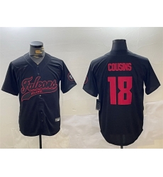Men Atlanta Falcons 18 Kirk Cousins Black With Patch Cool Base Stitched Baseball Jersey Men Atlanta Falcons 18 Kirk Cousins Black With Patch Cool Base Stitched Baseball Jersey