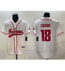 Men Atlanta Falcons 18 Kirk Cousins White With Patch Cool Base Stitched Baseball Jersey Men Atlanta Falcons 18 Kirk Cousins White With Patch Cool Base Stitched Baseball Jersey