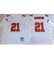 Men Atlanta Falcons 21 Deion Sanders White M&N Throwback Jersey Men Atlanta Falcons 21 Deion Sanders White M&N Throwback Jersey
