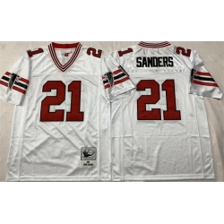 Men Atlanta Falcons 21 Deion Sanders White Throwback Stitched Football Jersey