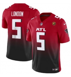 Men Atlanta Falcons 5 Drake London Red Black 2023 F U S E With John Madden Patch Vapor Limited Stitched Football Jersey Men Atlanta Falcons 5 Drake London Red Black 2023 F U S E With John Madden Patch Vapor Limited Stitched Football Jersey