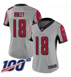 Falcons #18 Calvin Ridley Silver Women Stitched Football Limited Inverted Legend 100th Season Jersey Falcons #18 Calvin Ridley Silver Women Stitched Football Limited Inverted Legend 100th Season Jersey