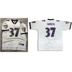 Men 2004 Deion Sanders Baltimore Ravens #37 Reebok Brand White Stitched NFL Jersey