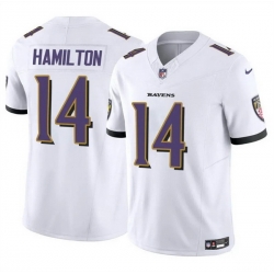 Men Baltimore Ravens 14 Kyle Hamilton White 2025 F U S E Vapor Stitched Jersey