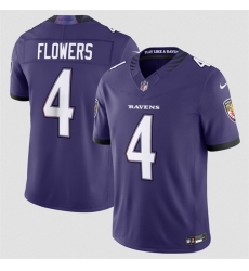 Men Baltimore Ravens  4 Zay Flowers Purple 2026 F U S E Vapor Stitched Limited Football Jersey