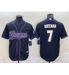 Men Baltimore Ravens 7 Rashod Bateman Black With Patch Cool Base Stitched Baseball Jersey Men Baltimore Ravens 7 Rashod Bateman Black With Patch Cool Base Stitched Baseball Jersey