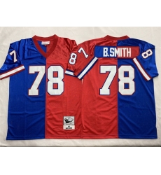 Men Buffalo Bills 78 Bruce Smith Blue Red Splite Throwback Stitched Jersey Men Buffalo Bills 78 Bruce Smith Blue Red Splite Throwback Stitched Jersey