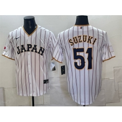 Men Japan Baseball  51 Ichiro Suzuki White 2026 World Baseball Classic Home Stadium Stitched Jersey