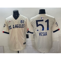 Men Los Angeles Dodgers  51 Alex Vesia Cream 2024 City Connect Limited Stitched Baseball Jersey