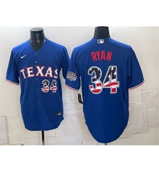Men Texas Rangers  34 Nolan Ryan Royal 2026 USA 250 Fourth of July Home Stitched Baseball Jersey