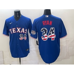 Men Texas Rangers  34 Nolan Ryan Royal 2026 USA 250 Fourth of July Home Stitched Baseball Jersey