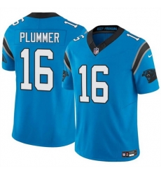 Men Carolina Panthers 16 Jack Plummer Blue 2024 F U S E  Vapor Limited Stitched Football Jersey