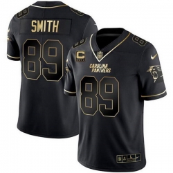 Men Carolina Panthers 89 Steve Smith Black Gold With 4 Star C Patch Vapor Limited Stitched Football Jersey